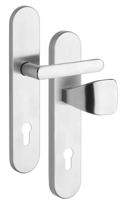 Kování bezpečnostní RX-802/O klika/madlo 72 mm vložka chrom nerez 0100 (R RX80272OM) - Kliky, okenní a dveřní kování, panty Kování dveřní Kování dveřní bezpečnostní